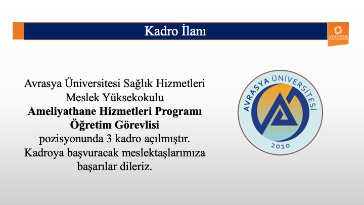 Avrasya Üniversitesi Ameliyathane Hizmetleri Öğretim Görevlisi İlanı