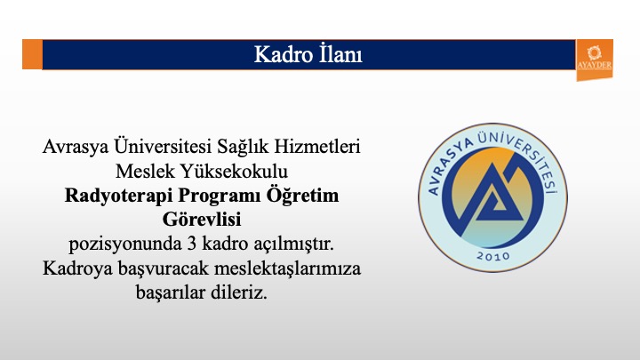 Avrasya Üniversitesi Radyoterapi Programı Öğretim Görevlisi İlanı